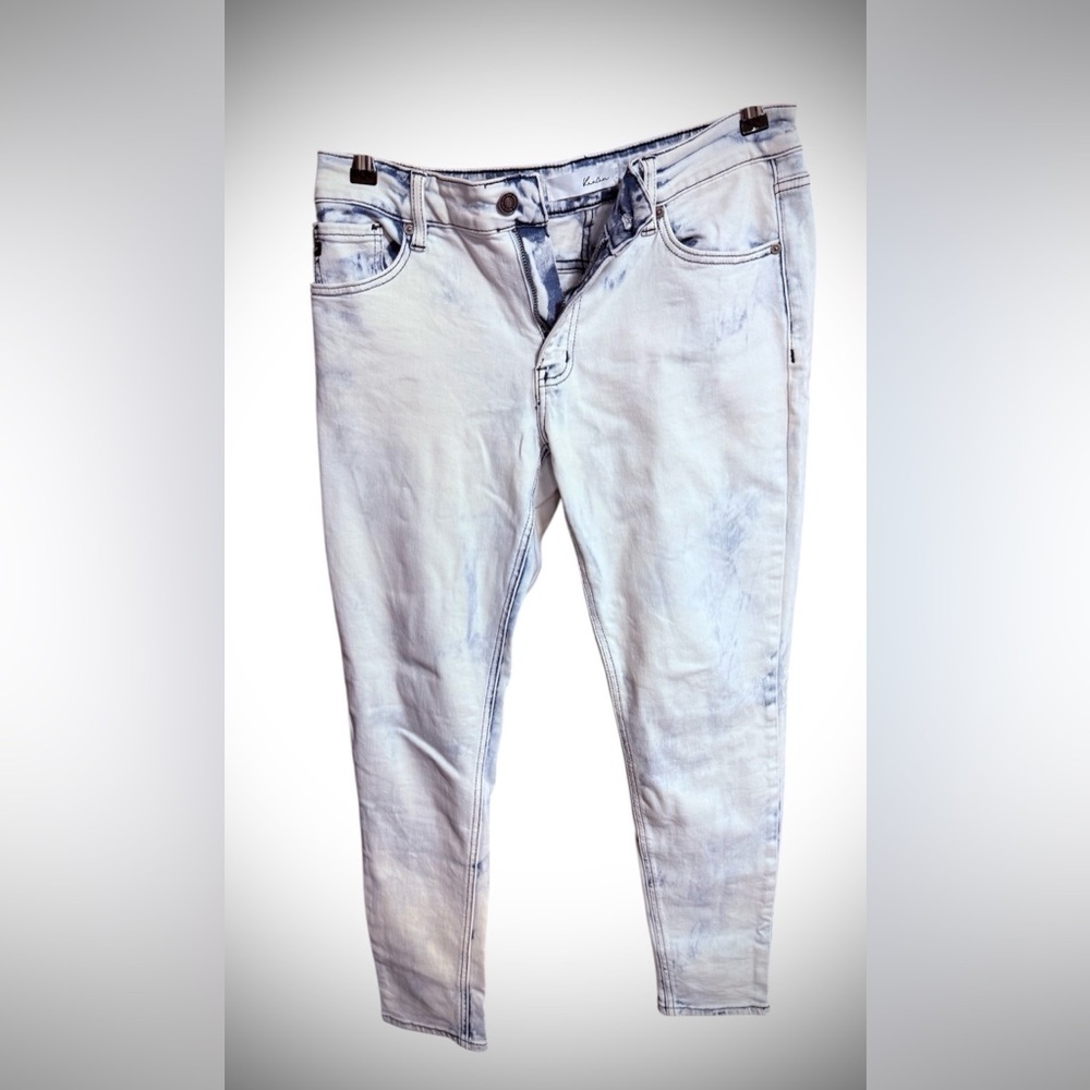 Kancan Blue and White Tie-Dye Skinny Jeans